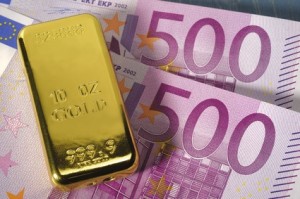 Goldbarren und Euro