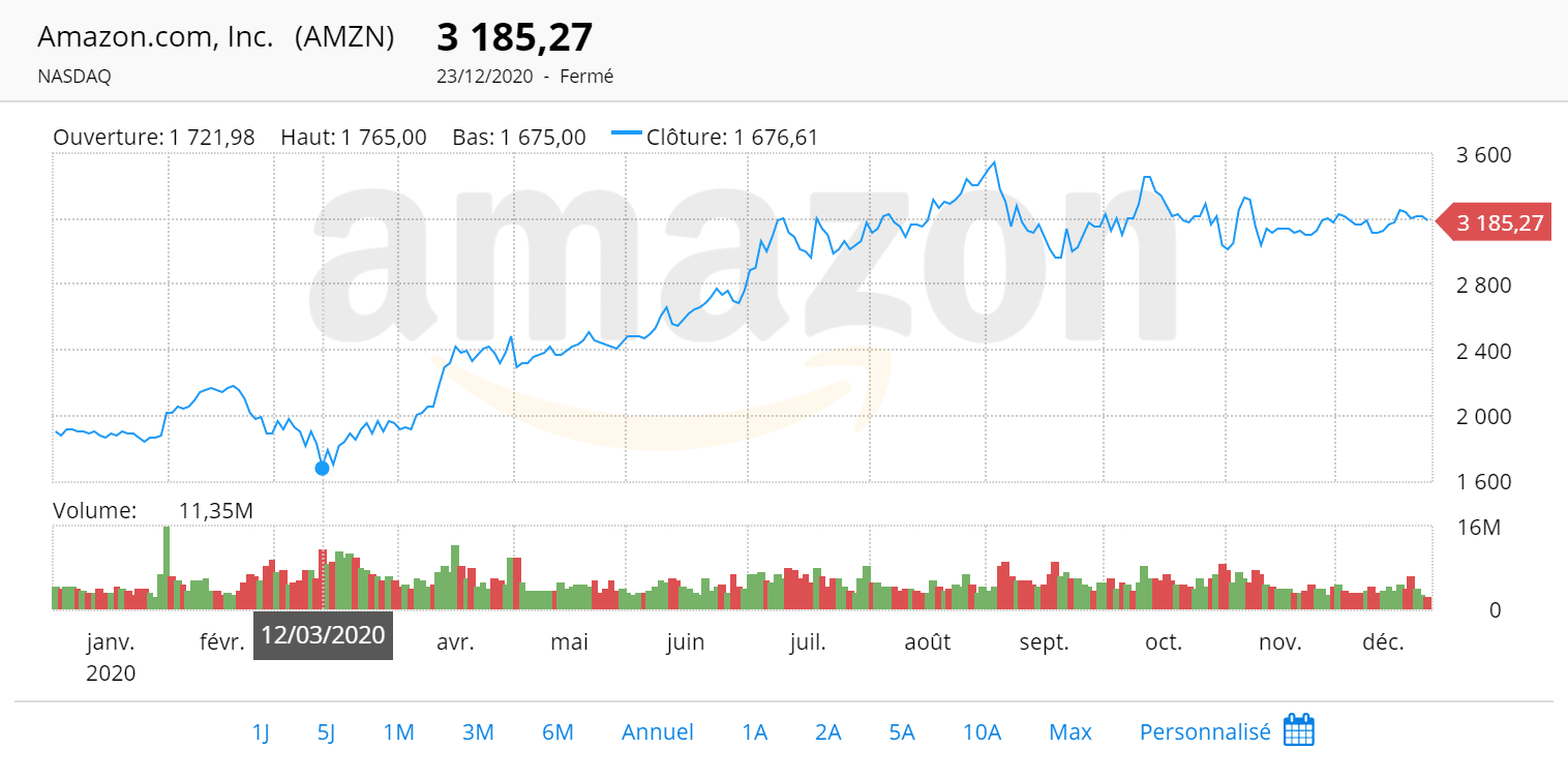 Graphique amazon année 2020